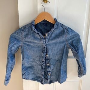 Girls Jean Button-Down with Ruffle Trim - GAP (S)